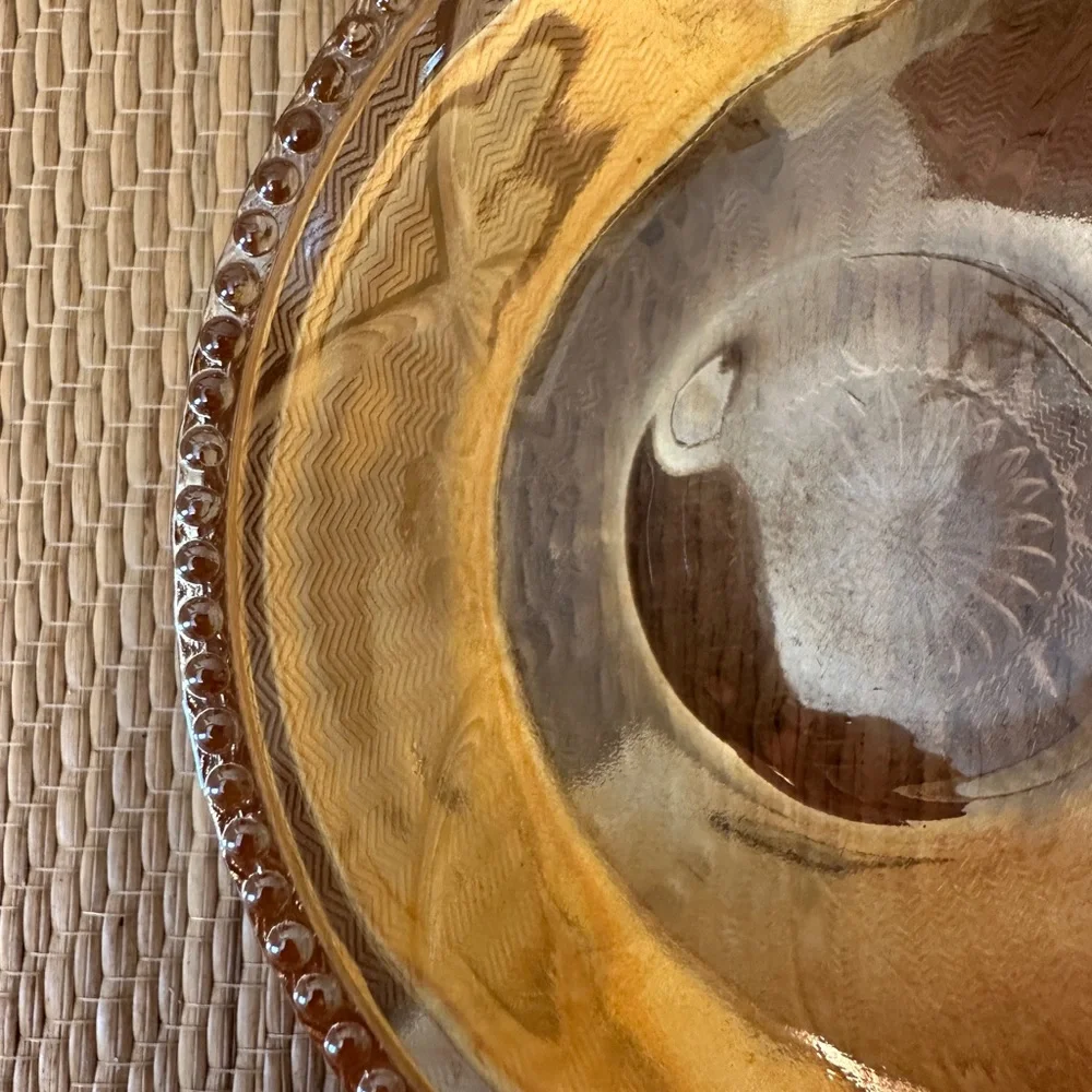 Carnival Glass Jeanette Iris & Herringbone Orange Iridescent Small Bowl VTG